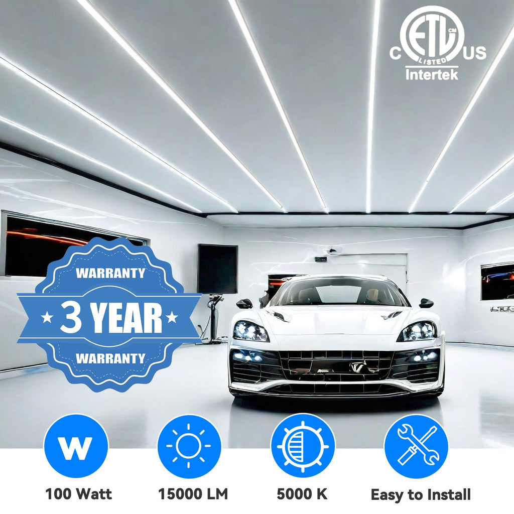 SHOPLED 8FT Shop Light 100W 15000LM 6500K | 12-Pack Linkable V-Shape Led Shop Light | Plug & Play T8 Tube Lights for Garage, Warehouse, Basement | Ultra Bright Energy-Saving Commercial Lighting ETL