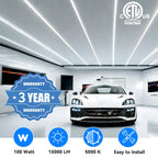 SHOPLED 8FT Shop Light 100W 15000LM 6500K | 12-Pack Linkable V-Shape Led Shop Light | Plug & Play T8 Tube Lights for Garage, Warehouse, Basement | Ultra Bright Energy-Saving Commercial Lighting ETL
