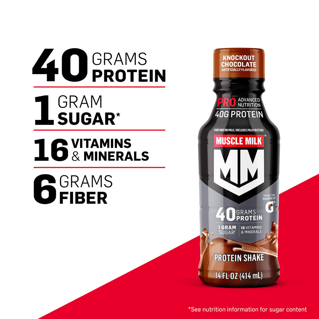 Muscle Milk Pro Series Protein Shake,Chocolate Peanut Butter,40g Protein,14 Fl Oz,(Pack of 24)