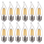 FLSNT 60 Watts Equivalent LED Chandelier Light Bulbs, Dimmable CA11 LED E26 Base Candelabra Bulbs, 2700K Soft White, 12 Pack UL,CA65 Listed.