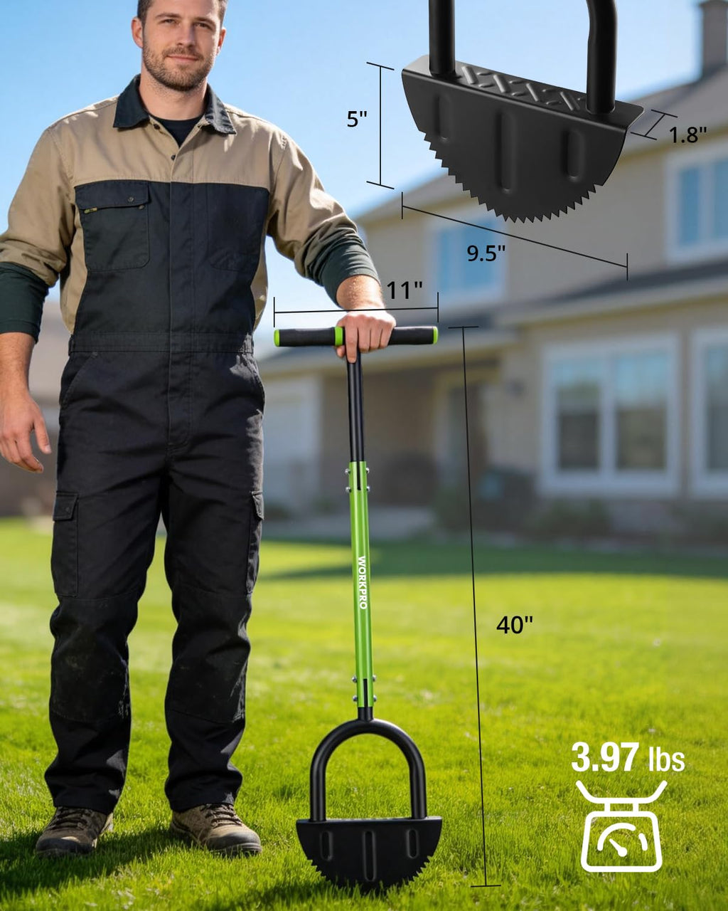 WORKPRO 40-Inch Edger Lawn Tool, Half Moon Saw Tooth Lawn Edger