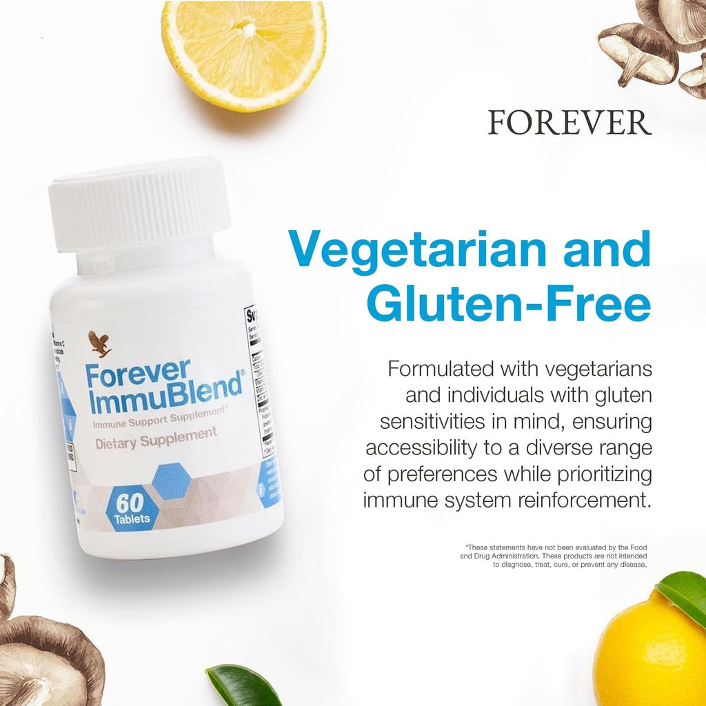 Forever Living - Forever ImmuBlend Immune Support Supplement – Includes Botanicals, Vitamins D & C, Maitake & Shiitake Mushrooms – 60 Tablets