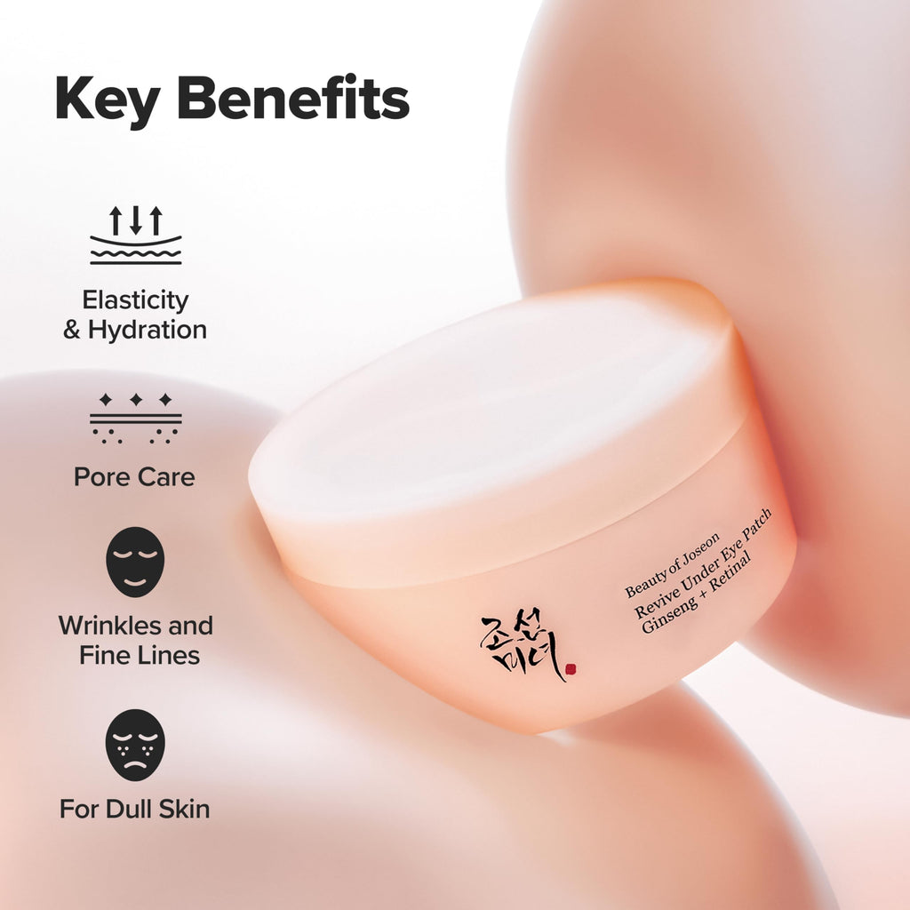 Beauty of Joseon Revive Under Eye Patch Retinal Ginseng for Puffy Under Eye Bag Masks Collagen Peptide Korean Skincare for Women and Men, 60 Sheets 30 Pairs