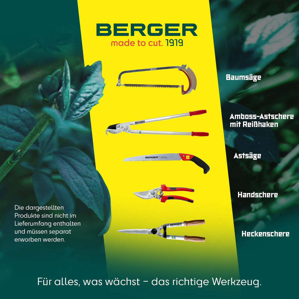 BERGER Grass Shears – Lawn Edging Clippers with Self-Sharpening Anti-Stick Blades, Forged Steel Construction, Ambidextrous Design, Ring Clasp for Hanging Storage – 2200