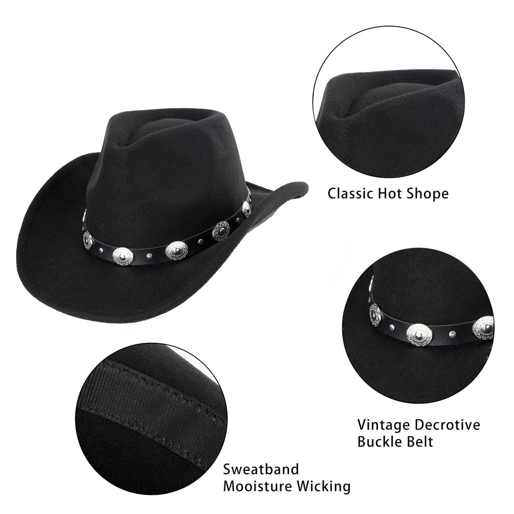 Western Cowboy Hat for Men Women Classic Fedora Cowgirl Hats Buckle Belt