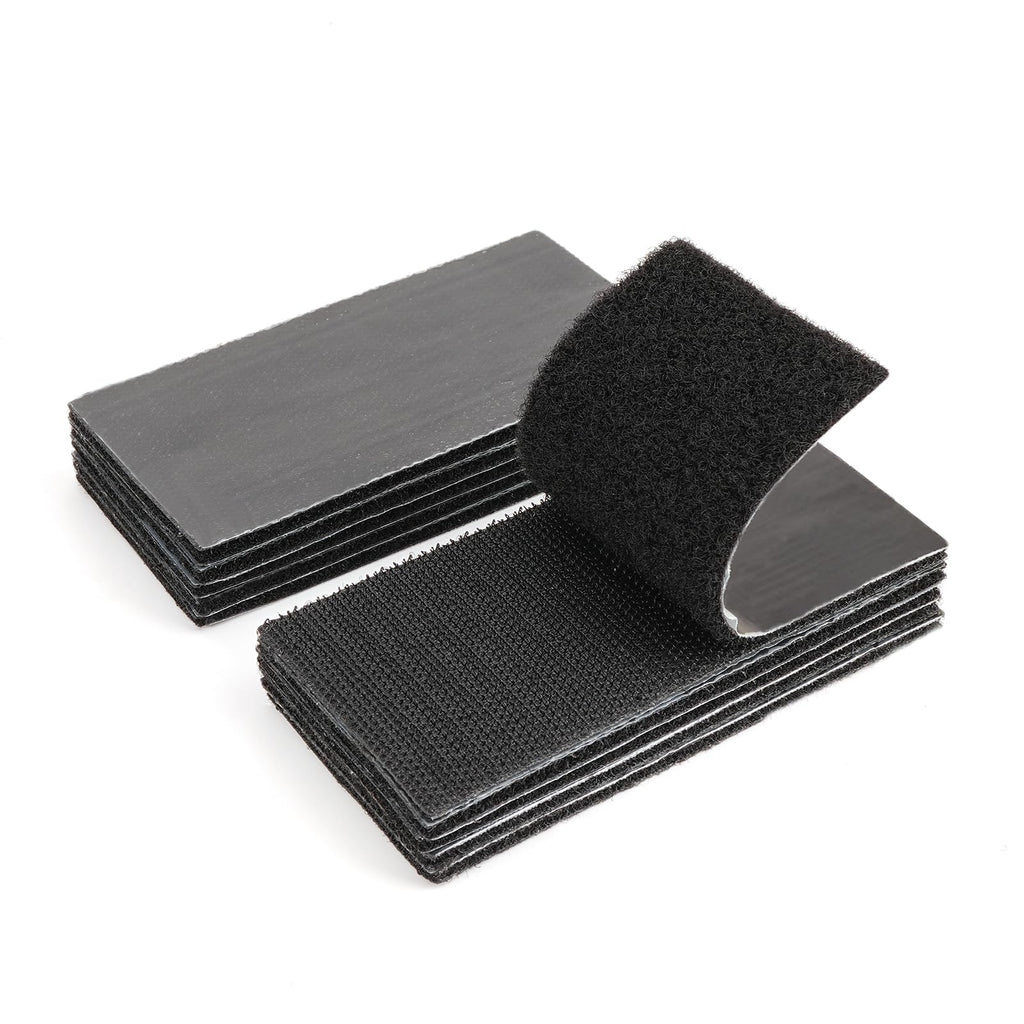 2x4 inch Strong Adhesive Hook and Loop Tape - Sticky-Backed Adhesive Fasteners, Suitable for Home Organization, Carpet Fixation, Sofa Cushion Fixation and DIY Crafts (Black, 2 in x 4 in, 10 Pairs)