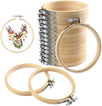 FEBSNOW 16Pcs 4 Inch Embroidery Hoops Adjustable Circle Cross Stitch Ring