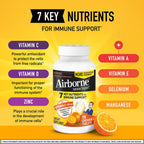 Airborne 1000mg Vitamin C + Zinc Immune Support Supplement Chewable Tablets, Citrus Flavor with Powerful Antioxidants Vitamins A C & E, 116 Chewable Tablets (2 Pack)