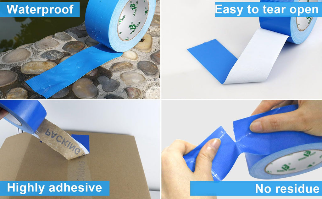 BOMEI PACK 2 Pack Blue Heavy Duty Duct Tape Strong Adhesive, 2 Inch x 35 Yd Duct Heavy Duty Waterproof All Weather Duct Tape No Residue Sealing for Indoor&Outdoor Repair