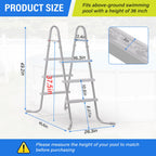 TIXANF 36" 3-Step Steel Frame Above Ground Swimming Pool Ladder,Heavy Duty Double Sided Removable Pool Steps,Pool Ladder Steps with Non-Slip Plastic Steps for Entry and Exit