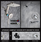 Rain Shower Head with Handheld Showerhead, Nickel 1.8GPM 460311
