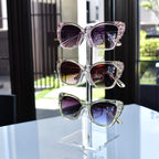 MOOCA 2 Pcs Set Premium Acrylic 3 Tier Eyeglasses Frame Riser Display Stand, Sunglasses Rack, Sunglasses Rack Holder, Acrylic Eyewear Display, Glasses Holder Stand, 3 Frames for Each Holder