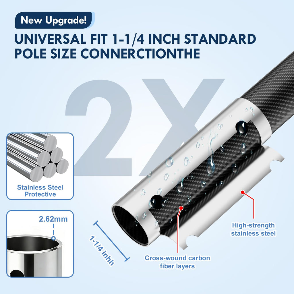 CROHDLE New Carbon Fiber Pool Pole Telescopic, 4.6-15 FT Lightweight Adjustable Extension Poole Pole, Professional Telescoping Swimming Pool Cleaning Poles, for Brushes, Vacuum, Nets, Skimmers