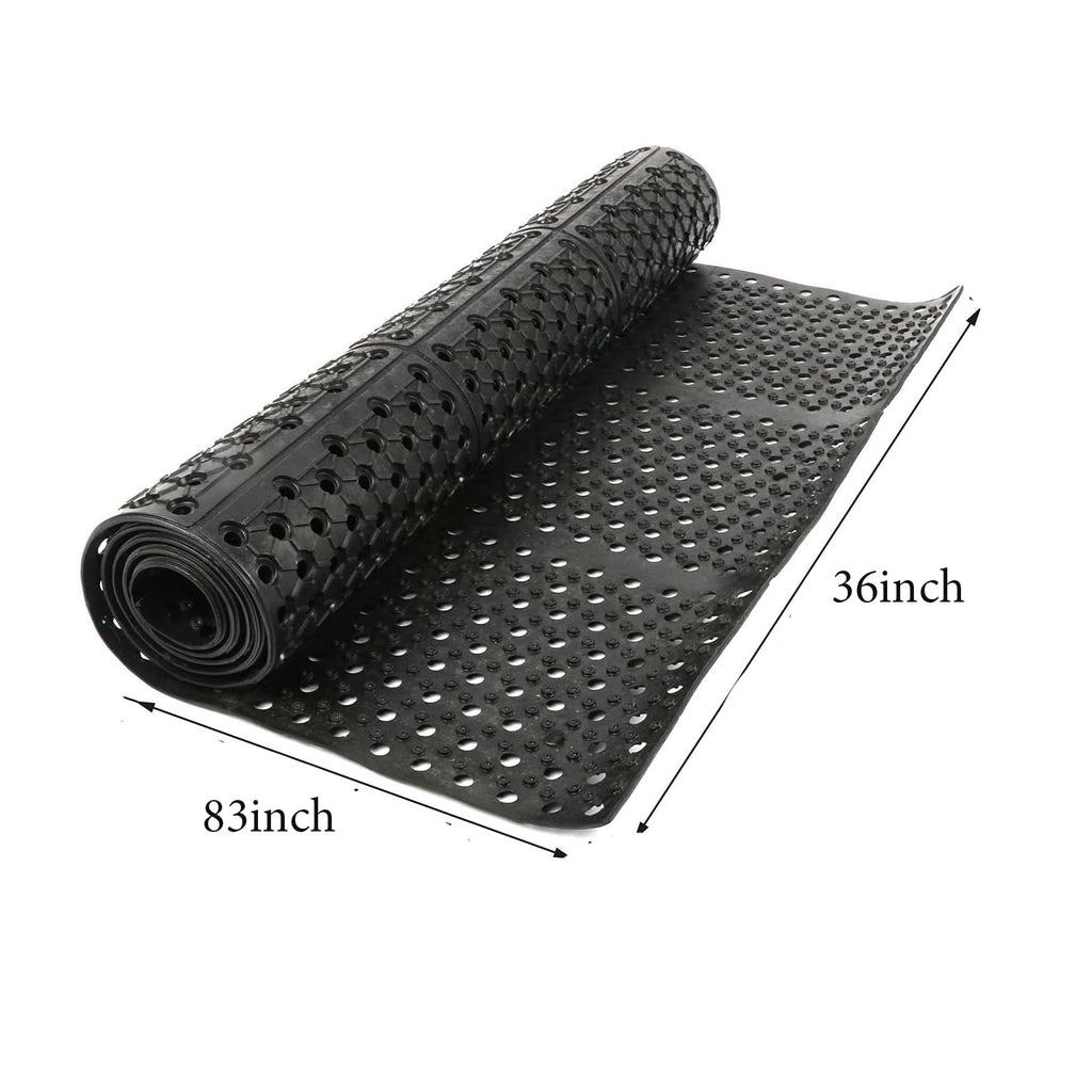 tonchean Rubber Floor Mat with Drainage Holes 83x36x0.4in Anti-Fatigue Mat