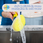 Scrub Daddy Dish Daddy Dish Wand & Connector Head, Soap Dispensing Dish Brush, Texture Changing Washing Up Sponge With Liquid Handle, Dish Sponge with Built-in Scraper, Scrubbing Head & Stand - Yellow