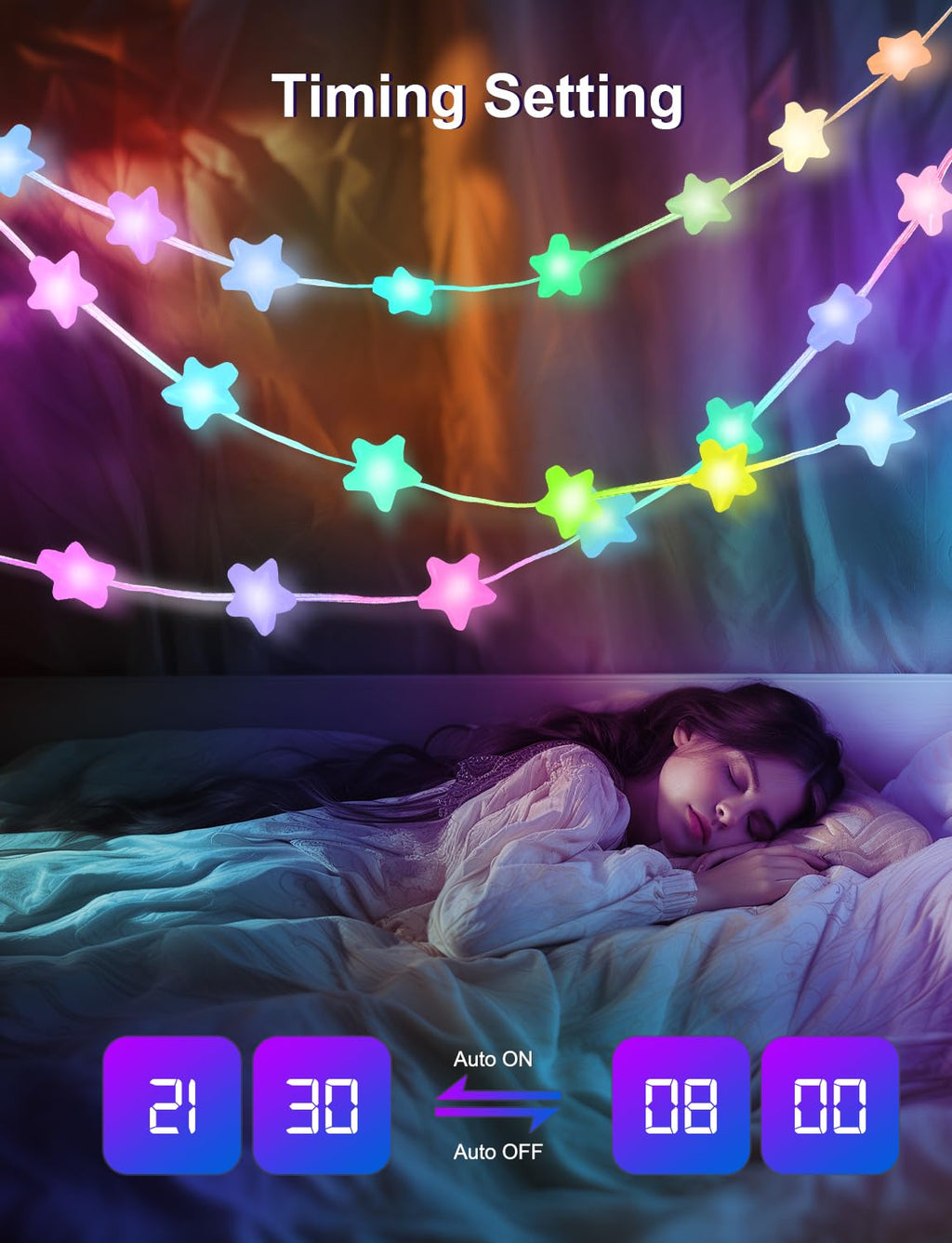 Smart Star Fairy Lights Color Changing String Lights APP Control for Dorm