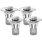 Bathroom Sink Drain Strainer,(4PCS) Pop-up Sink Drain Strainer with Removable Stainless Steel Strainer Basket Hair Catcher, Bathroom Sink Strainer for Bathroom Sink Stopper Replacement