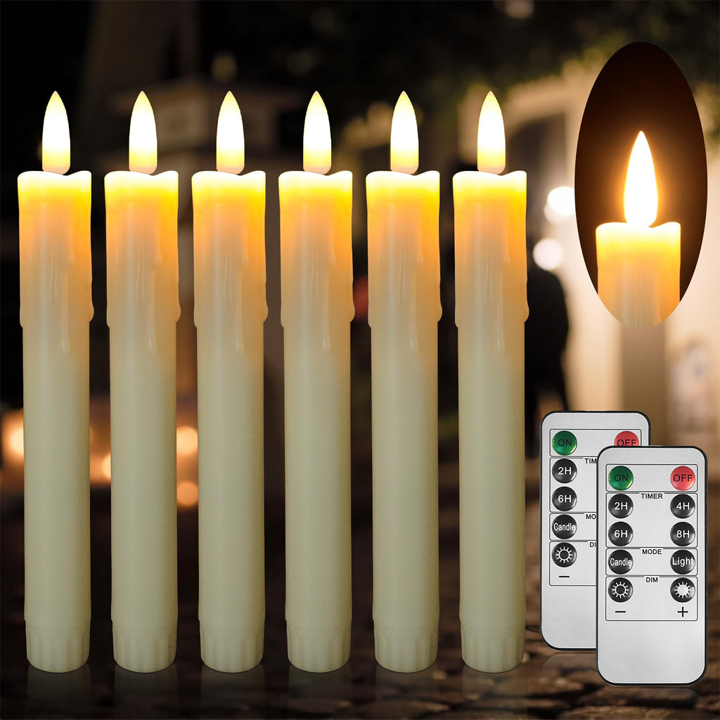 SUNGEGE Candle Battery Operated, 6.7 Inch, Ivory, Set of 6