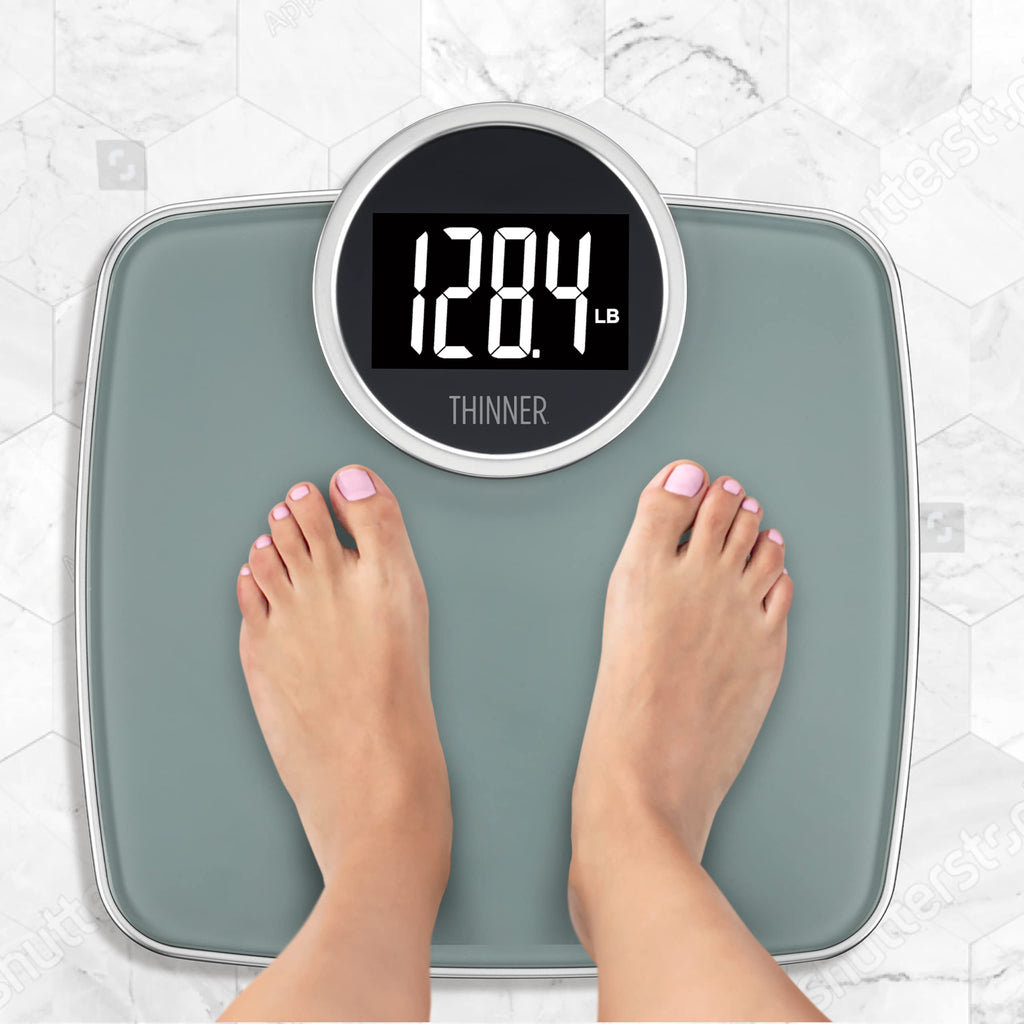 Thinner by Conair Scale for Body Weight, Digital Bathroom Scale in Silver