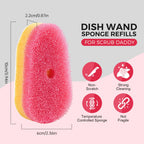 Sponge Refills for Scrub Daddy Dish Daddy - 20 Packs Dish Wand Refills, Scrub Brush Replacement Heads, Dish Brush Replacement Head for Kitchen Cleaning, Pink (Only Sponge Heads)