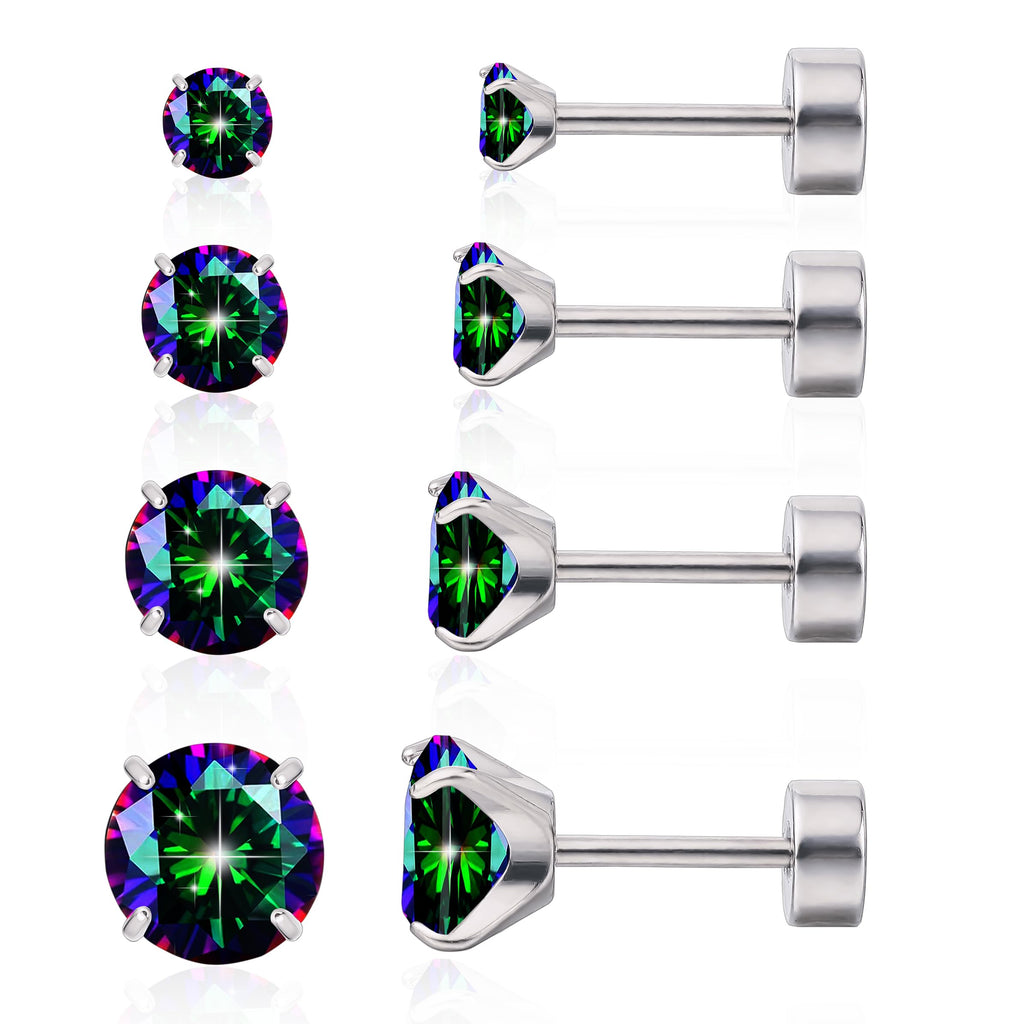 limerencia Hypoallergenic Screw Back Titanium Earrings Set for Women Men