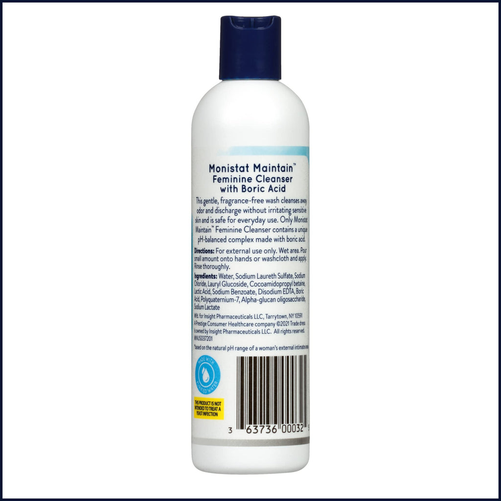Monistat Boric Acid Feminine Wash, Fragrance-Free Intimate Wash for Women with Gentle pH-Balanced Formula, 10 Fl Oz (Pack of 2)