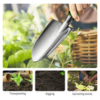 Gardening Hand Tool Set 3 Pack - MDSXO Heavy Duty Gardening Kit with Non-Slip Soft Ergonomic Handle, Great Garden Gift for Women Men[Stainless Steel]
