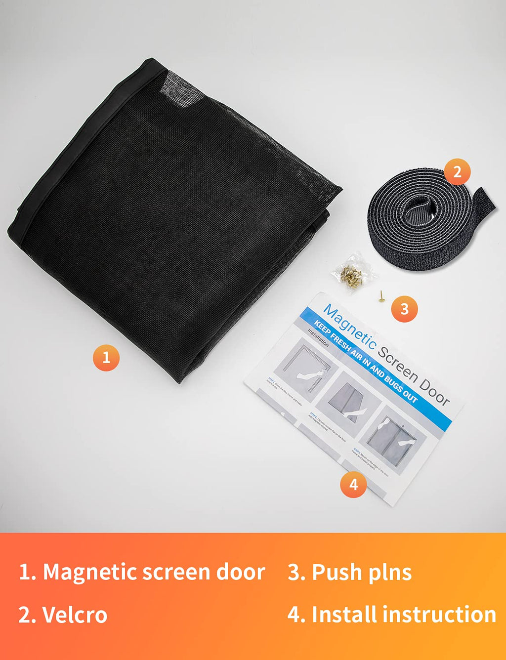 FEGO Magnetic Screen Door Fit Door Size:32"x82", Screen Itself Size 34"x83", Enjoy Breeze, Hands Free Entry, Reinforced Fiberglass Mesh Anti-Tearing, Pet & Kid Friendly, Strong Magnets for Patio/Front