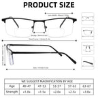 zooxsky 3 Pack Bifocal Reading Glasses for Men,Lightweight Metal Half Frame Clear Top Bi-focal Readers with Spring Hinge+2.50