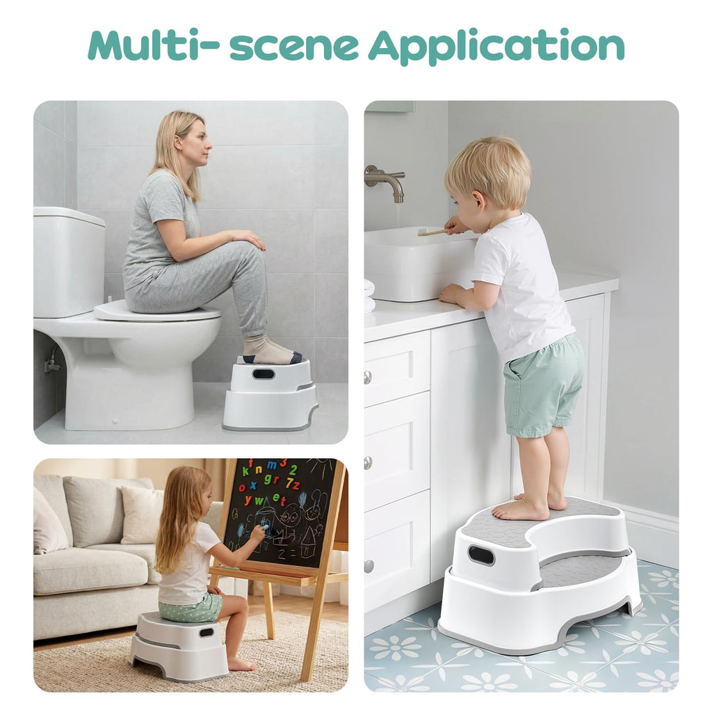 Squatting Potty for Adults, 16.7" Toilet Stool Squat Adult, Bathroom Stool Heavy Duty, Anti Slip Toilet Step for Bathroom
