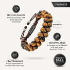 RTZN® Tigers Eye Bracelets for Men – Premium Artisan Handcrafted Golden Brown Tiger Eye Bead Bracelets – Natural Stone Tiger Eye Bracelet Men Beaded Bracelets (Morocco)