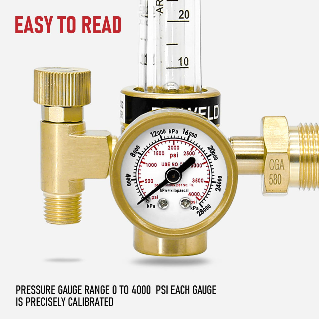 RX WELD Argon Flowmeter for MIG TIG Weld, CGA580, 6.6FT Hose