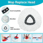Spin Mop Replace Head, Base, Mop Handle Replacement for OCedar EasyWring 1 Tank System, Include 2 Microfiber Mop Head Replacement, 1 Sturdy Iron 30-58" Mop Handle, 1 Scrubber Head, 1 Spin Base