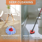 Fatmass 5 Pack Spin Mop Head Replacement for O Cedar RinseClean 2-Tank System,Include 4 Mop Replace Heads + 1 Upgrade Scrubber Brush, 100% Microfiber Mop Refills Deep Cleaning Machine Washable
