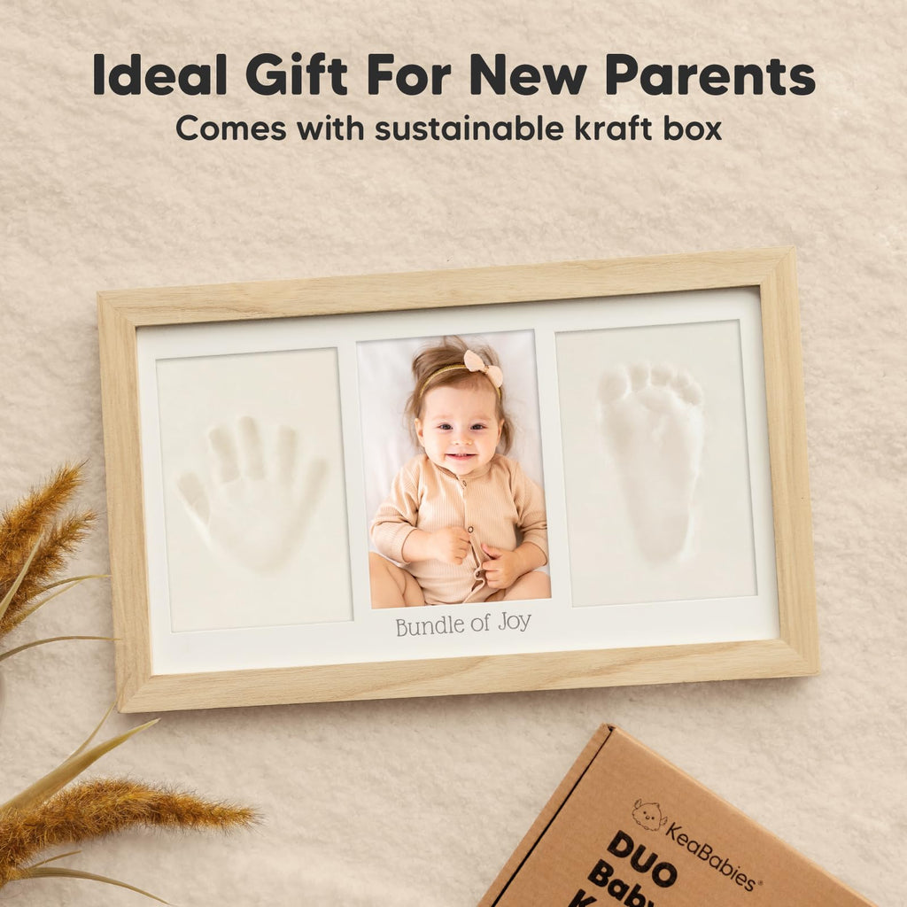 KeaBabies Baby Hand and Footprint Kit, Clay Keepsake Frame (Ash Wood)
