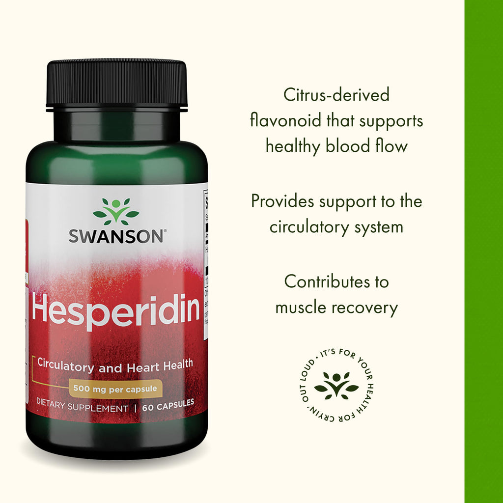 Swanson Hesperidin - Citrus-Derived - Cardiovascular & Hearth Health Support- Contributes to Muscle Recovery* - Features Antioxidant Properties - Gluten Free & Non-GMO - 60 Capsules
