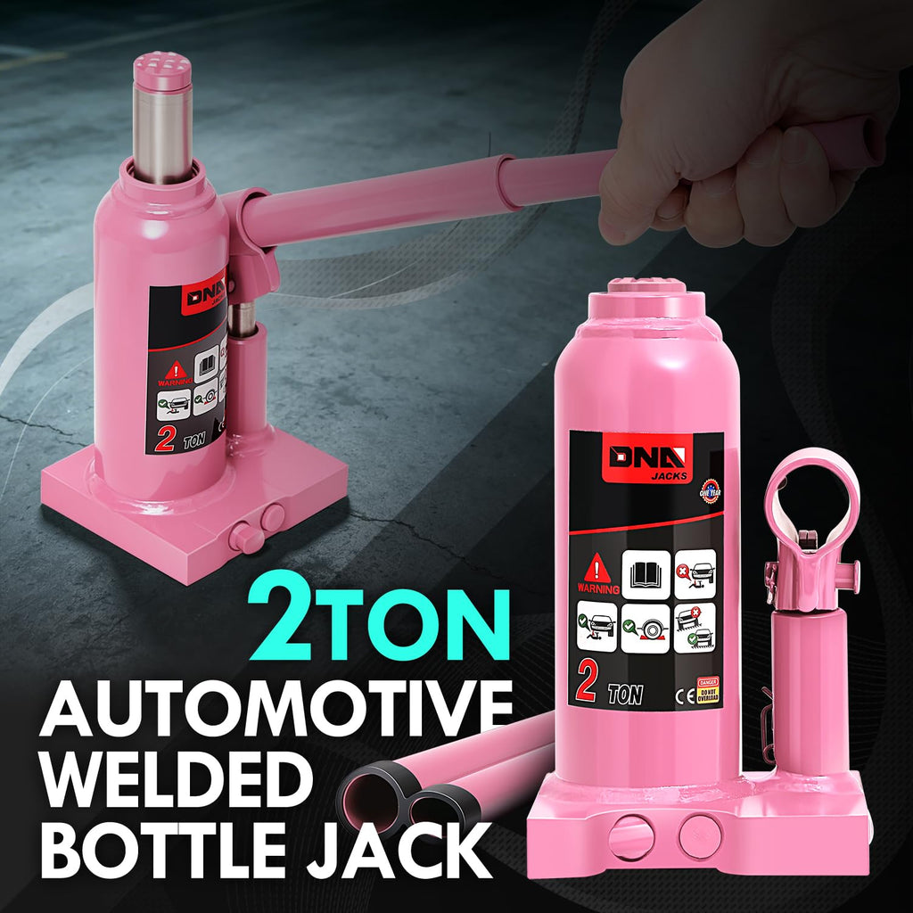 DNA Motoring 2 Tons Hydraulic Car Bottle Jack, Pink, 4000 lbs Capacity