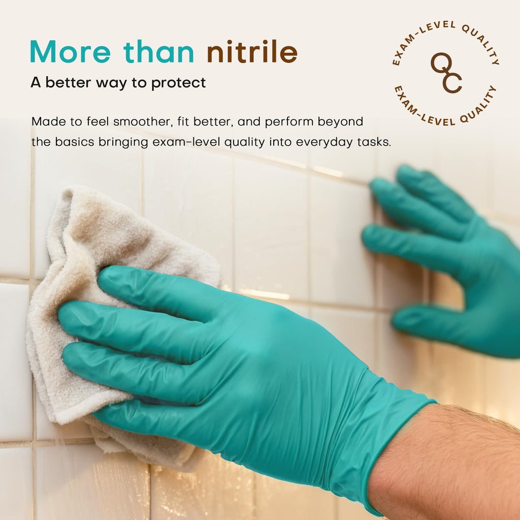 SUP Powder-Free Nitrile Exam Gloves, 100 Count Food Safe Latex-Free Disposable Gloves for Medical Cooking Cleaning Food Prep, Teal (Medium)