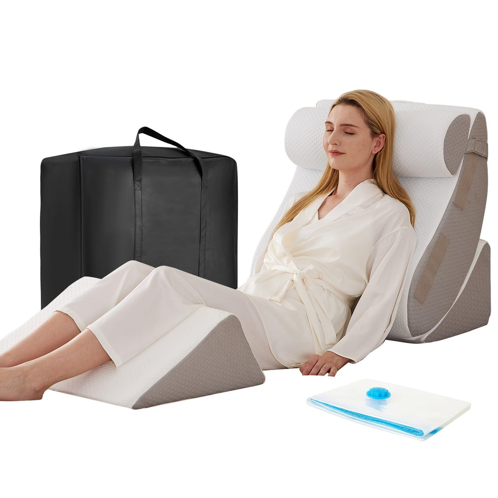 4PCS Wedge Pillow Set for After Surgery, Orthopedic Bed Wedge Pillow for Back Pain Relief, Sitting up in Bed,Recovery, Acid Reflux, Snoring, Body Pillow for Sleeping,Leg,Shoulder Support, Velvet Grey