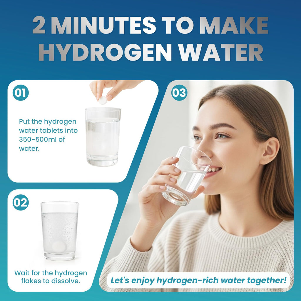 Hydrogen Water Tablets H2 Promote Metabolism Function Cellular Molecular Tablets with Magnesium Supplement for Brain Health Cognition Energy Boost Antioxidant