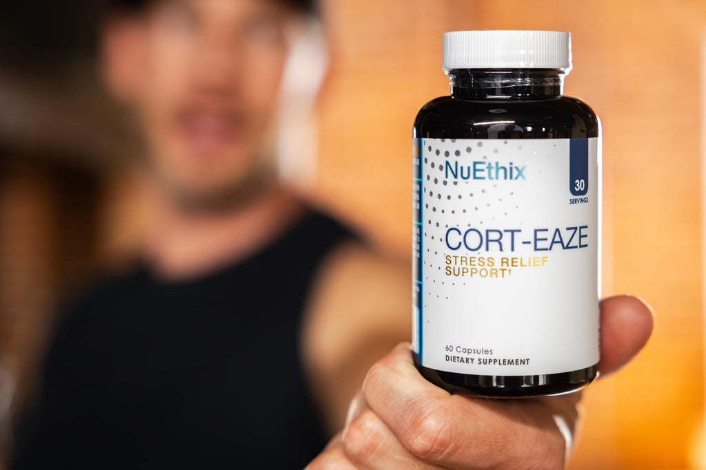 NuEthix Formulations Cort-Eaze - Cortisol Supplement - Health Support Supplement with Ashwagandha, L-Theanine & Rhodiola Rosea - Relaxation and Deep Sleep, 60 Capsules, 30 Servings