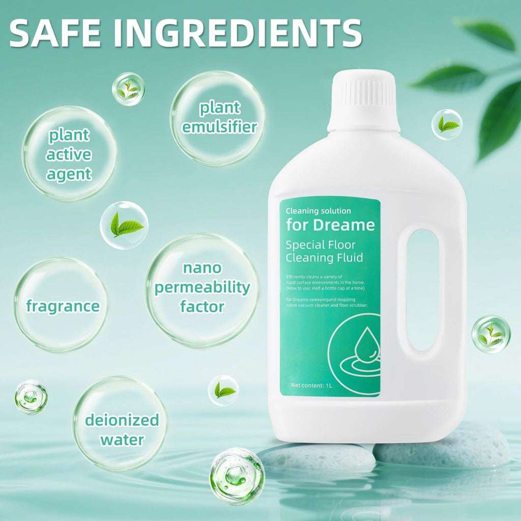 1000 ml Floor Cleaning Solution for Dreame L10 Ultra / L20 Ultra / L30 Ultra / L40 Ultra / L50 Ultra / X50 Ultra / X40 Ultra /X40 Master /X30 Ultra Series Vacuum Robot, Vacuum Cleaner Detergent Refill