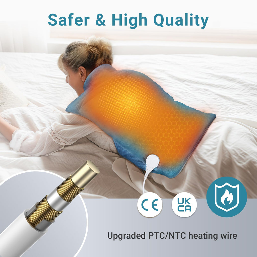 Comfytemp Weighted Heating Pad for Neck Shoulder Back Pain Relief, Birthday Christmas Gifts for Women Men Mom Dad, FSA Eligible Items Only List, Electric Large Heated Wrap for Elderly, 22"x33", Blue