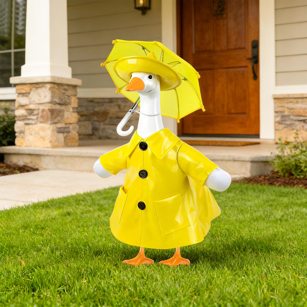 3 Pcs Raincoat Porch Goose Outfit,Summer Lawn Goose Statue Raincoat Costume
