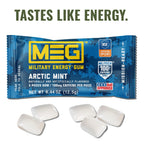 MEG (Military Energy Gum) - Arctic Mint | Enhance Your Physical Performance with 100mg of Caffeine Per Piece, Ultimate Energy Boost for Workouts, Alternative to Energy Drinks | NSF for Sport® Certified - Pack of 24