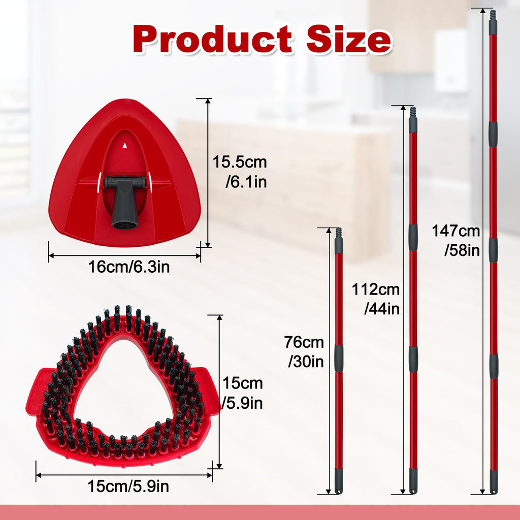 DLAIMI Mop Handle Replacement for Ocedar, 4 Section 30" to 58" Extendable Length Mop Stick for Ocedar Spin Mops Refills and Brooms Floor Cleaning, Include Base and Scrub Brush