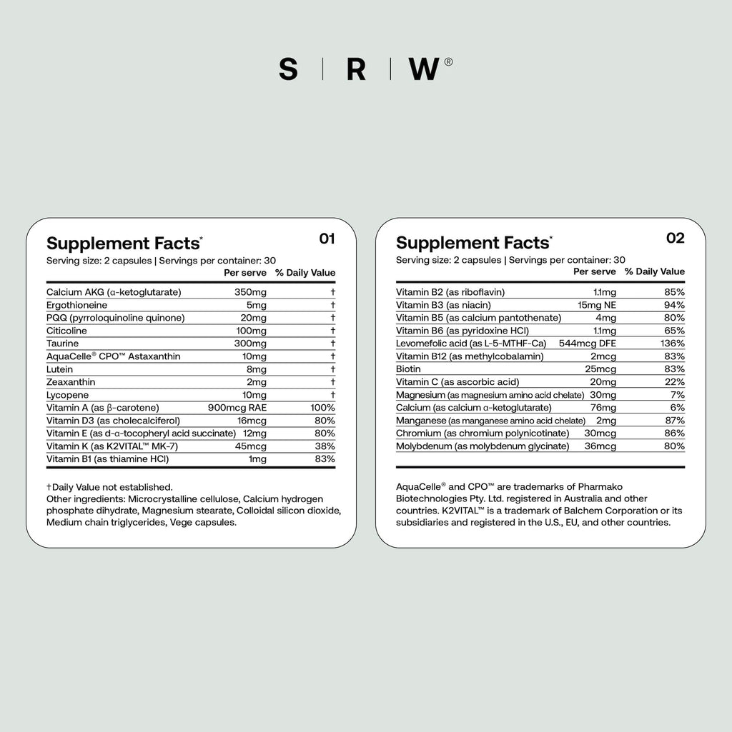 SRW Cel Essential | Wellness Supplement for Healthy Aging and Longevity | Supports Energy, Mental Performance + Muscle Health | 17 Vitamins & Minerals | Suitable for All Ages | 60 Capsules