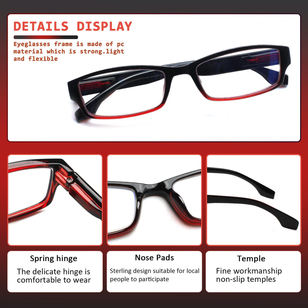 JOSCHOO 6 Pack Computer Reading Glasses for Women and Men with Comfortable Spring Hinges for Men and Womens Readers (6 Mix Clour, 2.50, x)