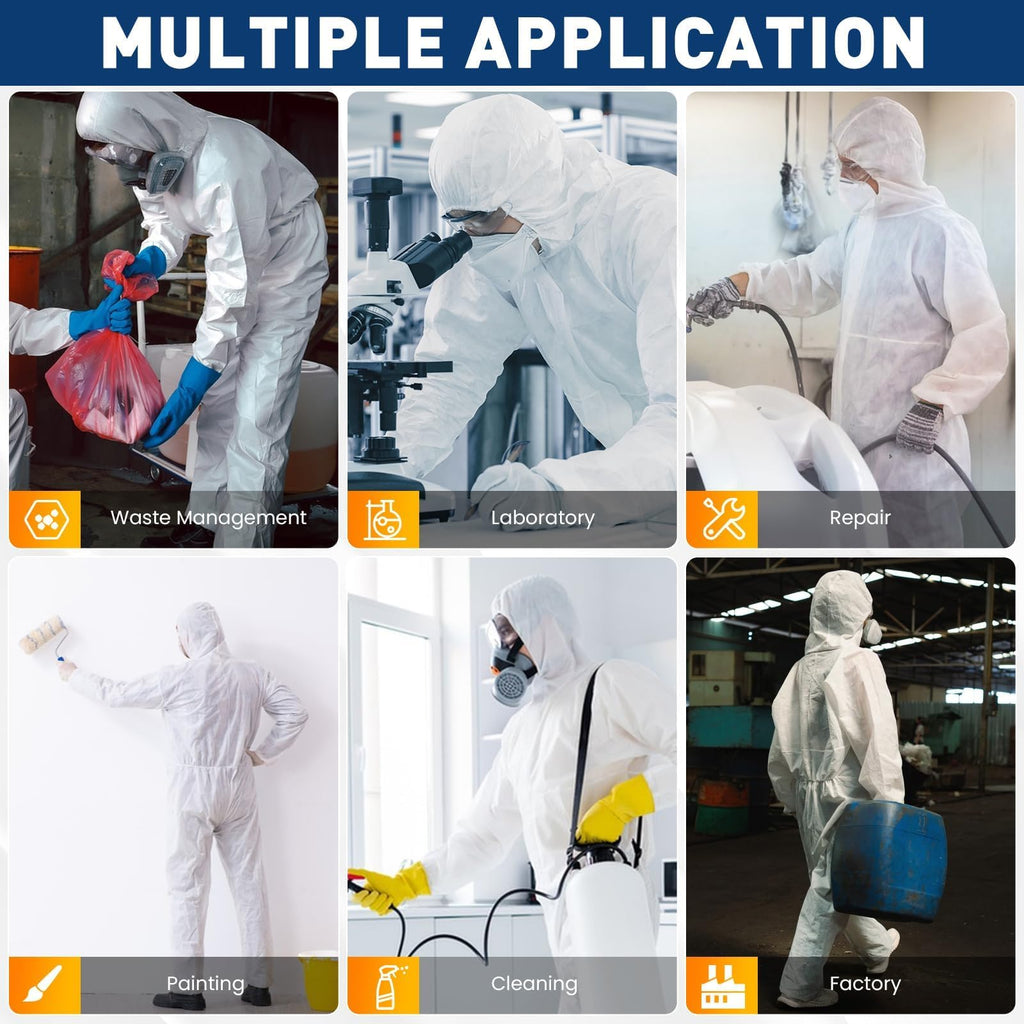 CAREGY 2 Pack/25 Pack Hazmat Suits Disposable Protective Coveralls