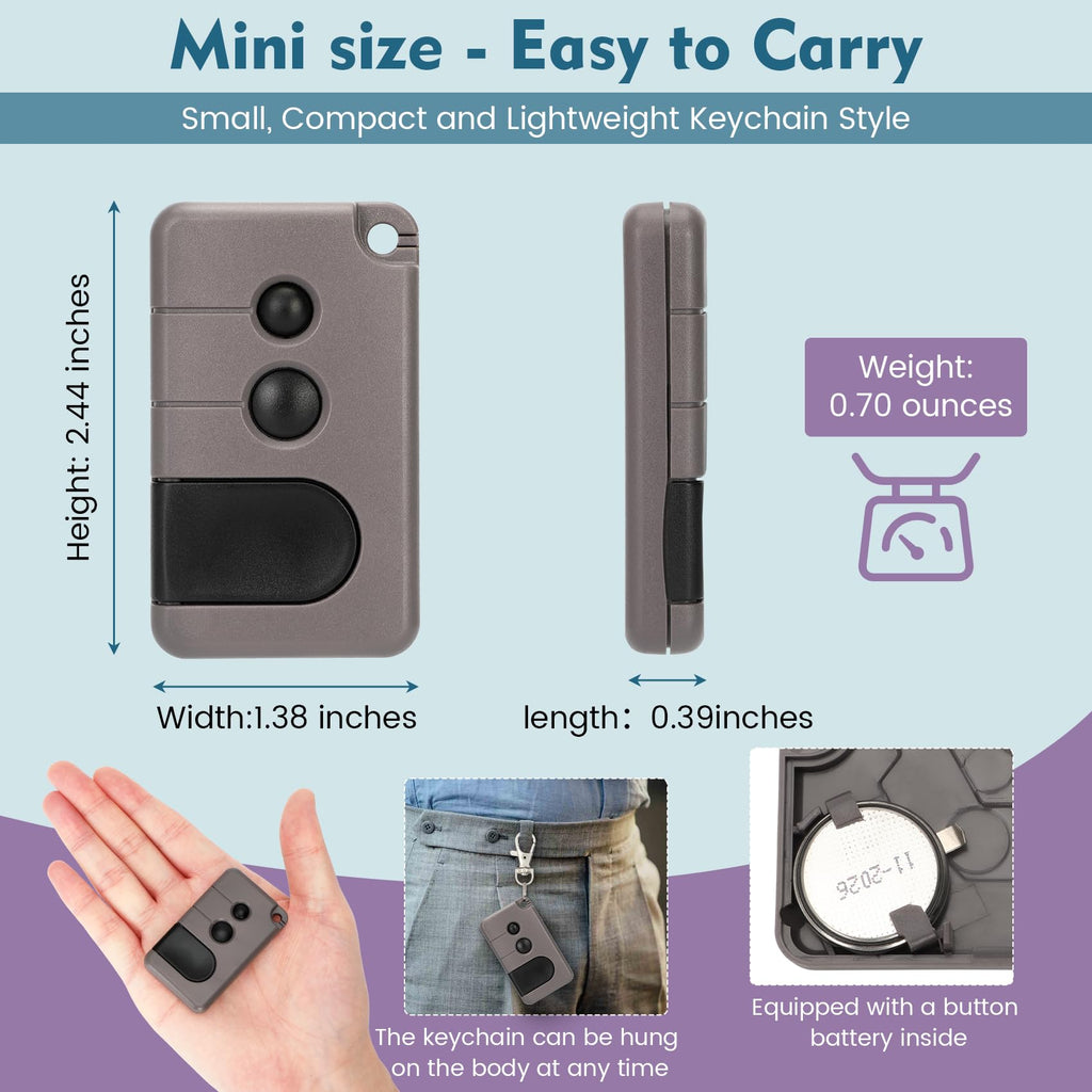 2 for Sears Craftsman Garage Door Remote 139.53753 53753 139.18191 HBW2028 371LM 373LM 375LM 950CD 953D 956D, Key Chain Garage Door Opener Remote Work with Purple Learn Button ONLY(2006-2013)